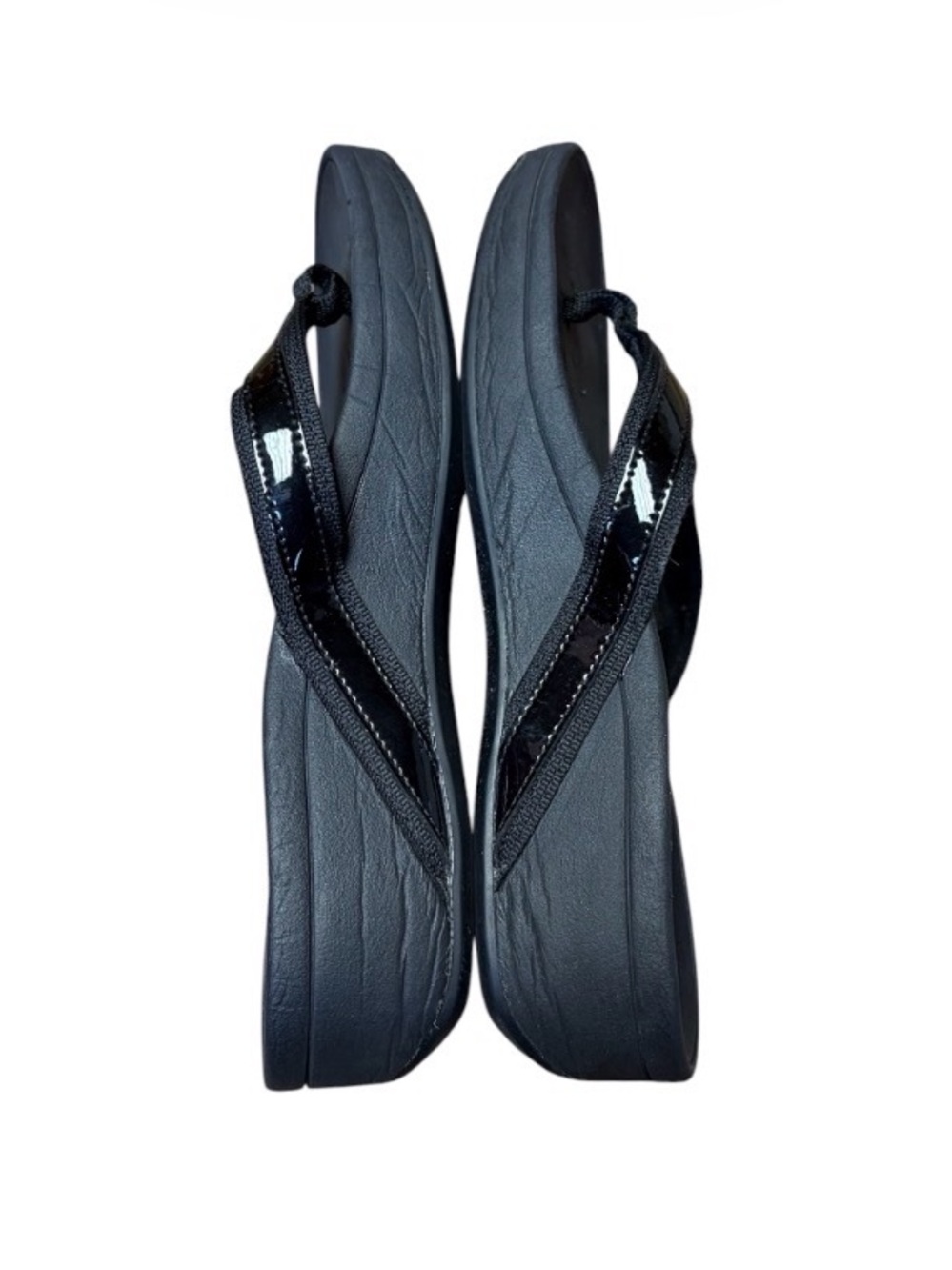 Vionic High Tide II Black Leather Platform Flip-flops Orthotic Womens 10 - Picture 4 of 8